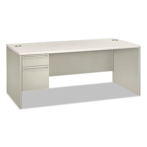 38000 Series Single Pedestal Desk, Left, 72w X 36d X 30h, Silver Mesh-light Gray