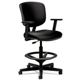 Volt Series Leather Adjustable Task Stool, 32.38" Seat Height, Supports Up To 275 Lbs., Black Seat-black Back, Black Base