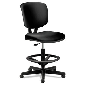 Volt Series Leather Adjustable Task Stool, 32.38" Seat Height, Supports Up To 275 Lbs., Black Seat-black Back, Black Base