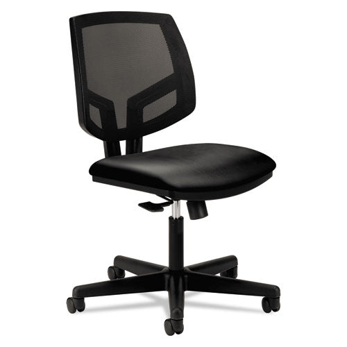 Volt Series Mesh Back Leather Task Chair, Supports Up To 250 Lbs., Black Seat-black Back, Black Base