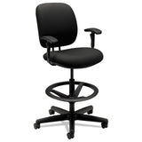 Comfortask Task Stool With Adjustable Footring, 32" Seat Height, Supports Up To 300 Lbs, Iron Ore Seat-back, Black Base
