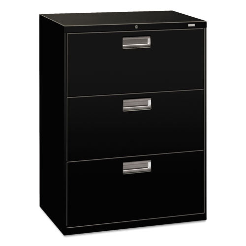 600 Series Three-drawer Lateral File, 30w X 18d X 39.13h, Black