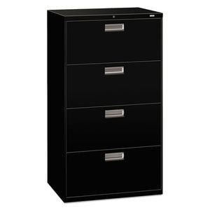 Brigade 600 Series Lateral File, 4 Legal-letter-size File Drawers, Black, 30" X 18" X 52.5"