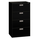 Brigade 600 Series Lateral File, 4 Legal-letter-size File Drawers, Black, 30" X 18" X 52.5"