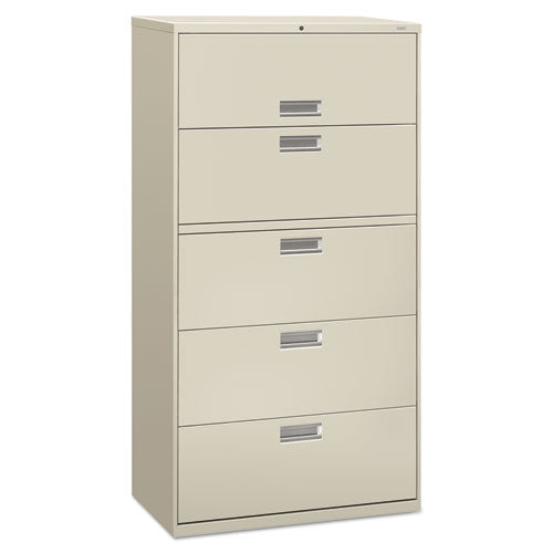 600 Series Five-drawer Lateral File, 36w X 18d X 64.25h, Light Gray