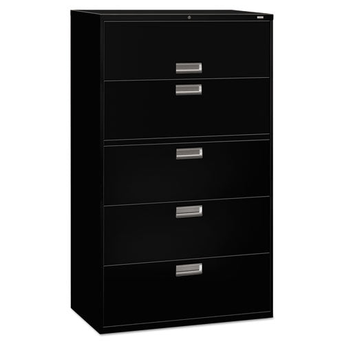 600 Series Five-drawer Lateral File, 42w X 18d X 64.25h, Black