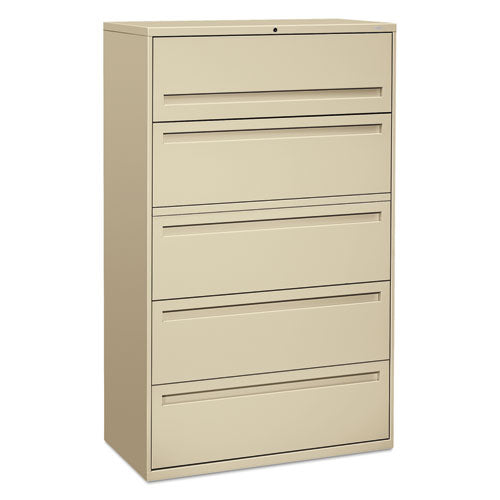700 Series Five-drawer Lateral File With Roll-out Shelves, 42w X 18d X 64.25h, Putty