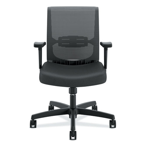 Convergence Mid-back Task Chair With Swivel-tilt Control, Supports Up To 275 Lbs, Vinyl, Black Seat-back, Black Base