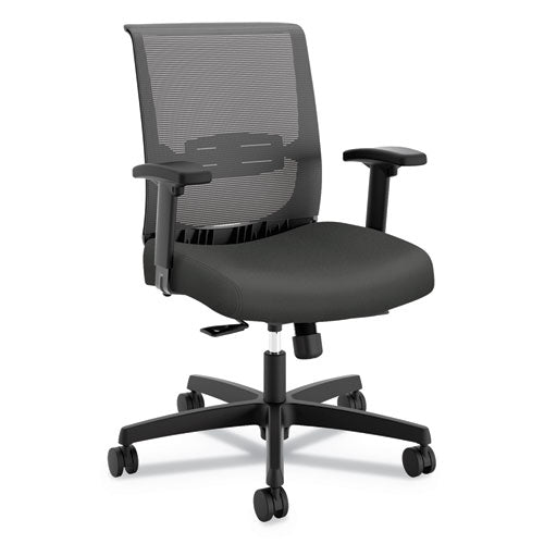 Convergence Mid-back Task Chair With Syncho-tilt Control-seat Slide, Supports Up To 275 Lbs, Iron Ore Seat, Black Back-base