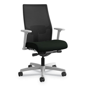 Ignition 2.0 4-way Stretch Mid-back Mesh Task Chair, Supports 300 Lb, 17" To 21" Seat, Frost Seat, Black Back, Titanium Base