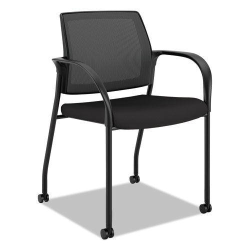 Ignition 2.0 4-way Stretch Mesh Back Mobile Stacking Chair, Black Seat-black Back, Black Base