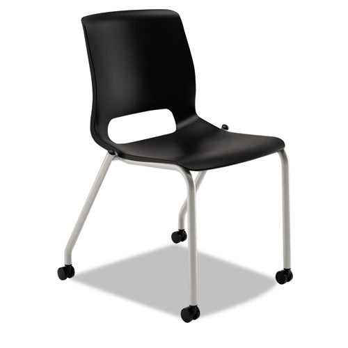 Motivate Four-leg Stacking Chair, Onyx Seat-black Back, Platinum Base, 2-carton