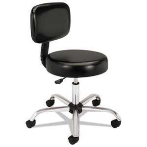Adjustable Task-lab Stool With Back, 22" Seat Height, Supports Up To 250 Lbs., Black Seat-black Back, Steel Base