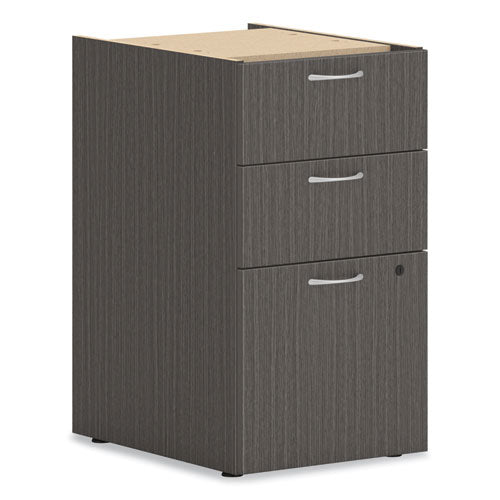 Mod Support Pedestal, Left Or Right, 3-drawers: Box-box-file, Legal-letter, Slate Teak, 15