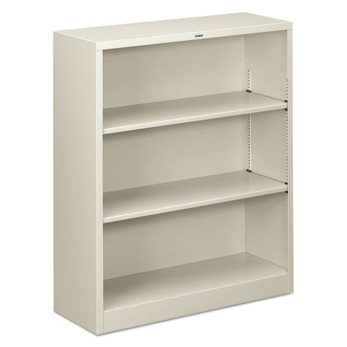 Metal Bookcase, Three-shelf, 34-1-2w X 12-5-8d X 41h, Light Gray