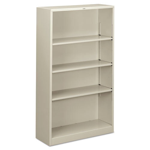 Metal Bookcase, Four-shelf, 34-1-2w X 12-5-8d X 59h, Light Gray
