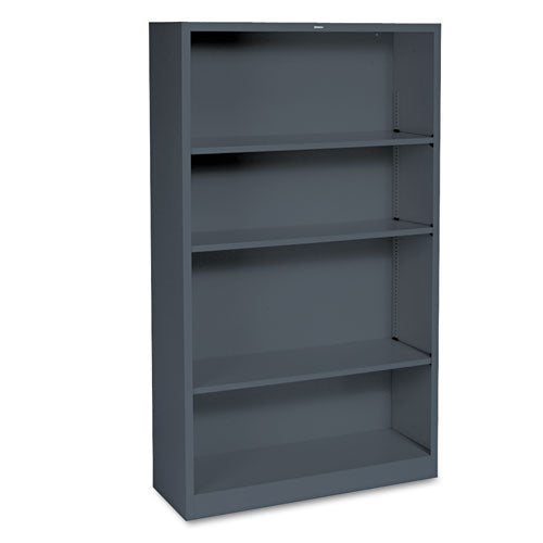 Metal Bookcase, Four-shelf, 34-1-2w X 12-5-8d X 59h, Charcoal