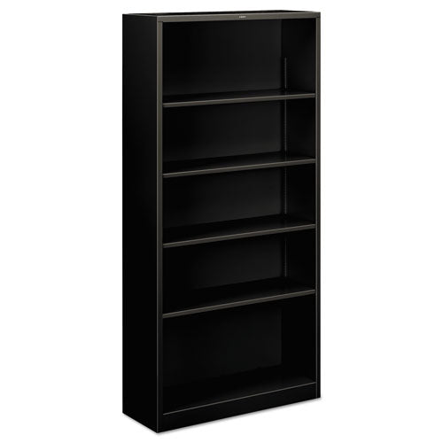 Metal Bookcase, Five-shelf, 34-1-2w X 12-5-8w X 71h, Black