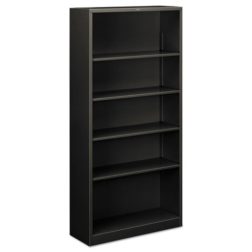 Metal Bookcase, Five-shelf, 34-1-2w X 12-5-8d X 71h, Charcoal