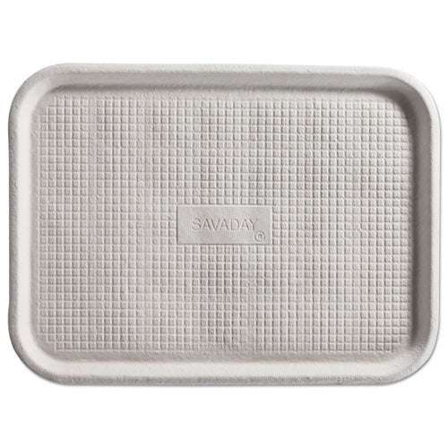 Savaday Molded Fiber Flat Food Tray, 1-compartment, 6 X 12, White, 200-carton