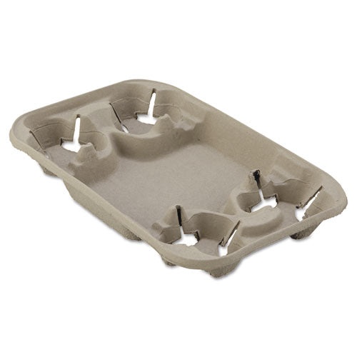 Strongholder Molded Fiber Cup-food Tray, 8-22oz, Four Cups, 250-carton
