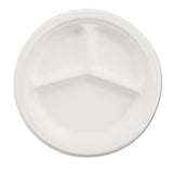 Paper Dinnerware, 3-comp Plate, 10 1-4" Dia, White, 500-carton