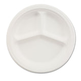 Paper Dinnerware, 3-comp Plate, 9 1-4" Dia, White, 500-carton