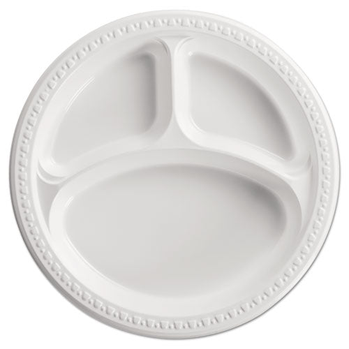 Heavyweight Plastic 3 Compartment Plates, 10 1-4
