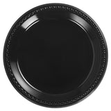 Heavyweight Plastic Plates, 10 1-4" Black, Round, 125-pack, 4 Packs-carton