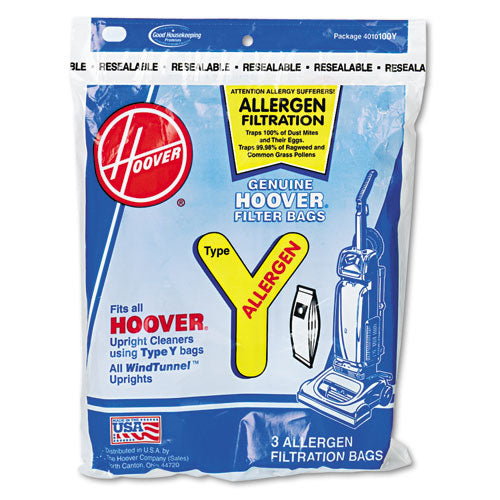 Disposable Allergen Filtration Bags For Commercial Windtunnel Vacuum, 3-pack