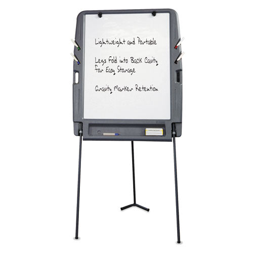 Portable Flipchart Easel With Dry Erase Surface, Resin, 35 X 30 X 73, Charcoal