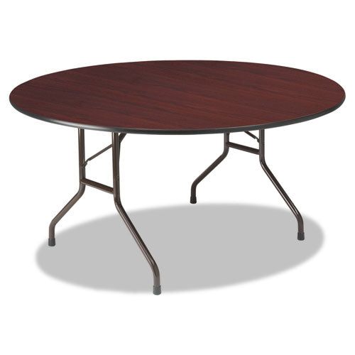 Premium Wood Laminate Folding Table, 60 Dia. X 29h, Mahogany Top-gray Base