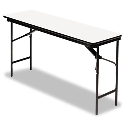 Premium Wood Laminate Folding Table, Rectangular, 72w X 18d X 29h, Gray-charcoal