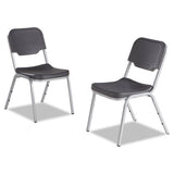 Rough 'n Ready Original Stack Chair, Black Seat-black Back, Silver Base, 4-carton