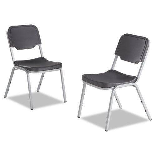 Rough 'n Ready Original Stack Chair, Charcoal Seat-charcoal Back, Silver Base, 4-carton