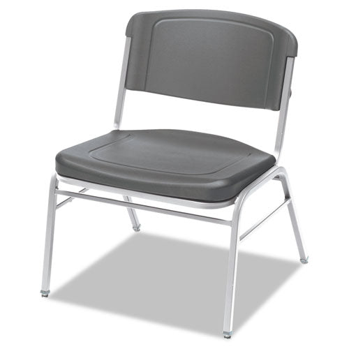 Rough 'n Ready Big And Tall Stack Chair, Charcoal Seat-charcoal Back, Silver Base, 4-carton
