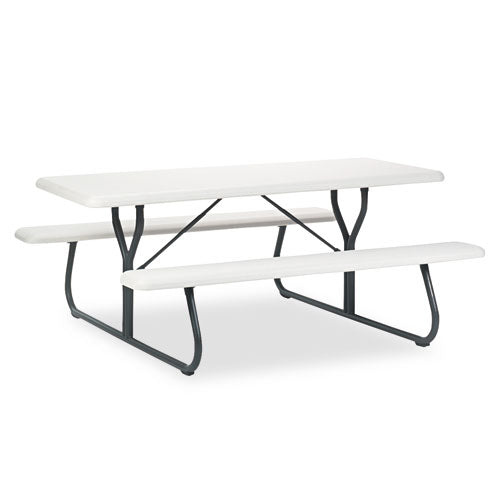 Indestructables Too 1200 Series Resin Picnic Table, 72w X 30d, Platinum-gray
