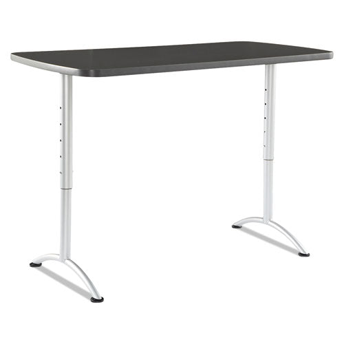 Arc Sit-to-stand Tables, Rectangular Top, 60w X 30d X 30-42h, Graphite-silver