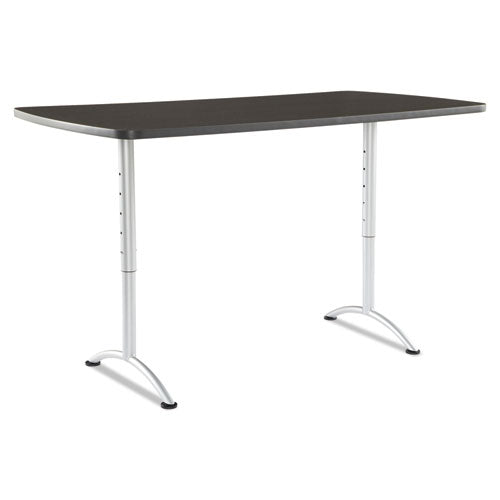 Arc Sit-to-stand Tables, Rectangular Top, 36w X 72d X 30-42h, Gray Walnut-silver