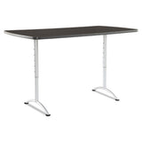 Arc Sit-to-stand Tables, Rectangular Top, 36w X 72d X 30-42h, Gray Walnut-silver