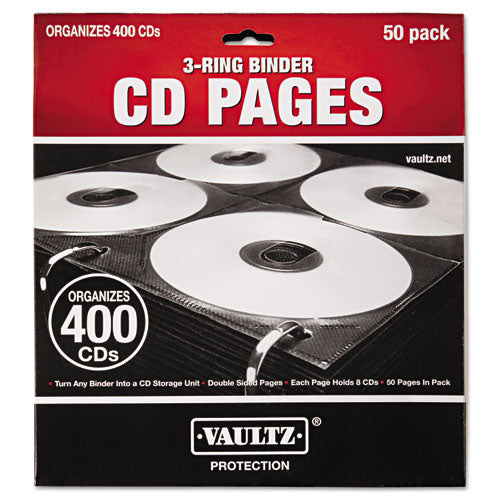 Two-sided Cd Refill Pages For Three-ring Binder, 50-pack
