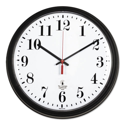 Black Quartz Contract Clock, 13.75