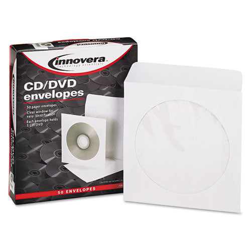 Cd-dvd Envelopes, Clear Window, White, 50-pack