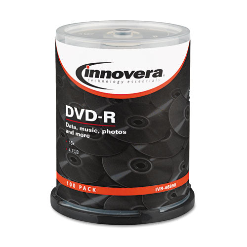 Dvd-r Discs, 4.7gb, 16x, Spindle, Silver, 100-pack