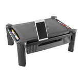 Large Monitor Stand With Cable Management And Drawer, 18.38" X 13.63" X 5", Black