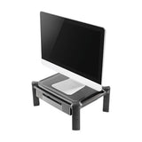 Large Monitor Stand With Cable Management And Drawer, 18.38" X 13.63" X 5", Black