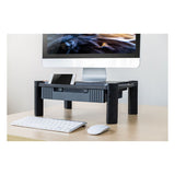 Large Monitor Stand With Cable Management And Drawer, 18.38" X 13.63" X 5", Black