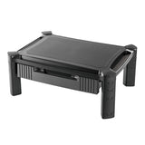 Large Monitor Stand With Cable Management And Drawer, 18.38" X 13.63" X 5", Black