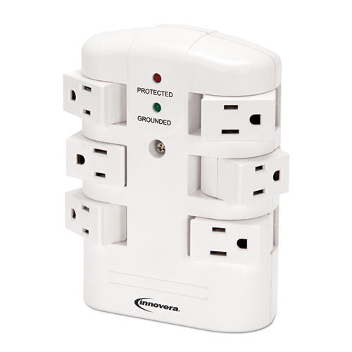 Wall Mount Surge Protector, 6 Outlets, 2160 Joules, White