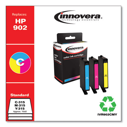 Remanufactured Cyan-magenta-yellow Ink, Replacement For Hp 902 (t0a38an), 315 Page-yield